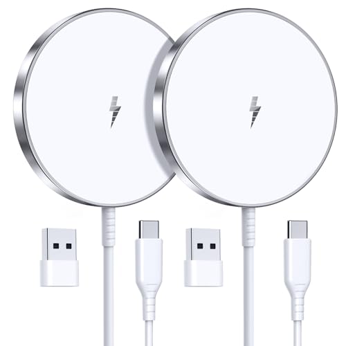 Magnetic Wireless Charger 15W Fast Mag Safe Charger for Cell Phone 16 Pro Max/16 Pro/16 Plus/16/15/14/13/12 Series 2 Pack Charging Pad for AirPods 3/2/Pro 2/Pro Mag-Safe Original Replacement