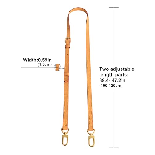 Image of Genuine Vachetta Leather Shoulder Bag Strap Crossbody Replacement Adjustable for Speedy Handbag or Purse(Deep Beeswax-Width:0.59in&Adjustable Length:39.4-47.2in)