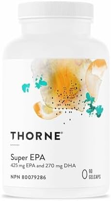 THORNE Super EPA - Omega-3 Fatty Acids EPA 425mg and DHA 270mg Supplement - Support Brain, Cardiovascular, Joints, and Skin* - Gluten-Free, Dairy-Free, Soy-Free - 90 Gelcaps