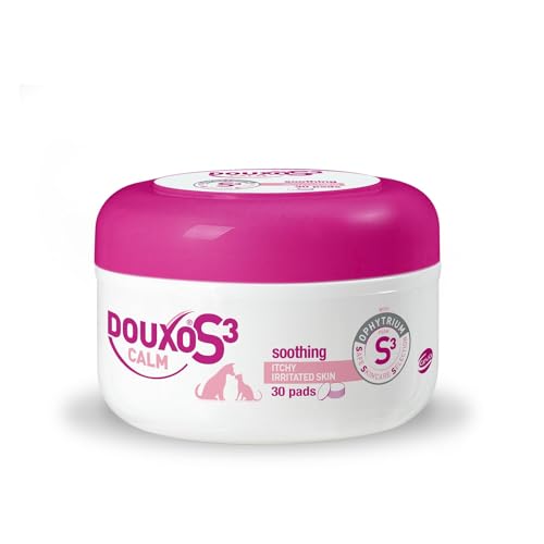 DOUXO S3 CALM Pads Dog Itchy Skin Relief Dry Skin Dog Solution Pet Wipes for Cats For Irritated Sensitive Skin Dog Feet Wipes Hypoallergenic Dog & Cat Wipes Soothes & Hydrates 30 Pads