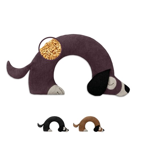 LESCHI Wheat Bag Microwavable, 100% Organic Cotton and Organic Wheat - Dog Purple - Microwave Pillow, Unscented - Snug Grain Pillow Ideal for Tension in Back, Neck, Shoulders - Dachshund, Sausage Dog