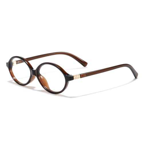 Image of Slocyclub Oval Blue Light Blocking Glasses for Women Men Retro Eyeglasses | Filters harmful blue light, reduces eye strain, Vintage oval frame, Lightweight for daily wear