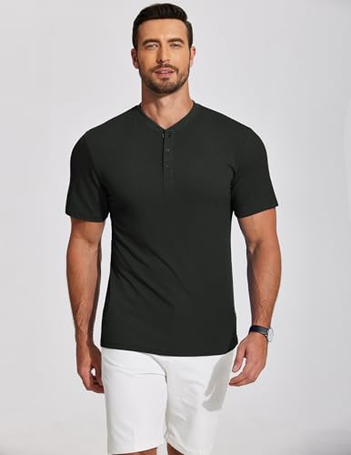 COOFANDY Men's Henley Shirts Short Sleeve Ribbed T-Shirts Bodybuilding Workout Tee Shirts2