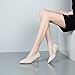 Imagen de Jamron Mujer Cuero Genuino 5CM Tacones Altos Elegante Puntiagudo Pumps Oficina Zapatos de Trabajo Beige SN602C015-1 EU36
