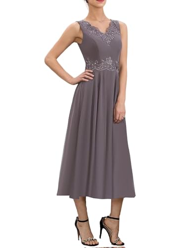 2 Piece Mother of The Bride Dresses with Jacket Tea Length Grandmother Formal Dresses for Wedding Guest2