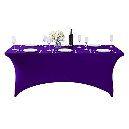 Nappe de table en élasthanne violette 1,8 m pour buffet de fête