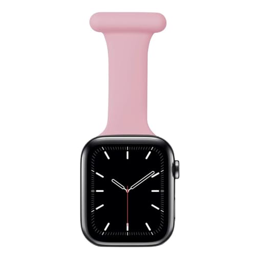TRIXES Smart Watch Fob - Silicone Nurses Watch Fob - Compatible with Apple Watch Devices - Pin Clasp (Pink 38-41mm)