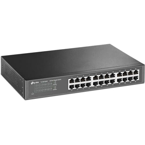 TP-Link TL-SG1024D 24-Port Gigabit Ethernet Splitter Switch, RJ45 ports 10/100/1000 Mbps Network Swith, Auto-MDI/MDIX Rack-Mount/Desktop, Loop Prevention, Isolation Mode, Steel Case 24 Port