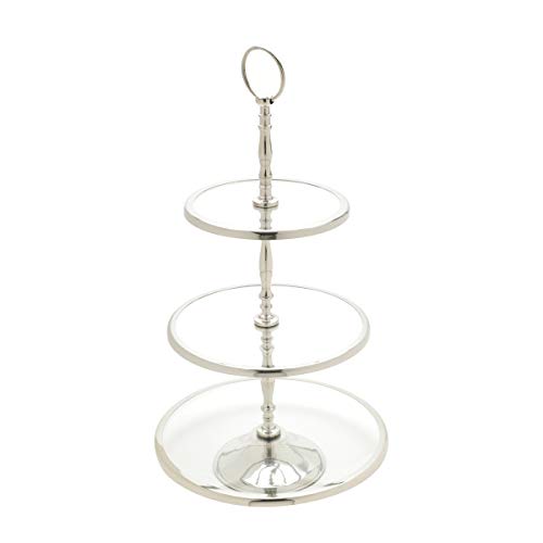 PRATO TRIPLO DE VIDRO P/DOCES C/BORDA DE AÇO INOX 28/23/18x47cm