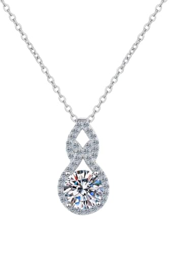 Image of 1.2 ct GRA Certified Moissanite Pendants for Women and Girls, 925 Sterling Silver with Free Chain D VVS1