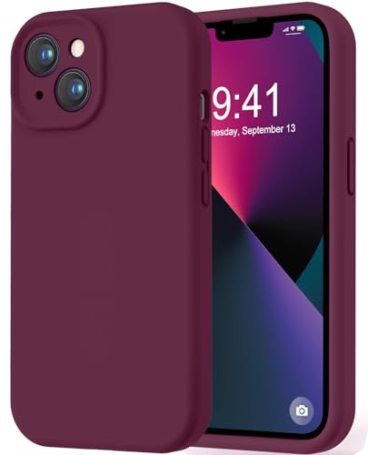 Image of LOVE 3000 Designed for iPhone 13 Case, Premium Silicone with [Camera Protection] [Soft Anti-Scratch Microfiber Lining] Shockproof Protective Phone Case for iPhone 13 Women Men Girls 6.1 inch, WineRed
