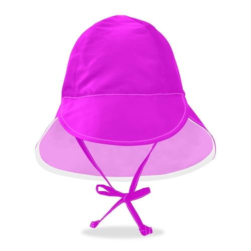KLL Toddler Boy Girl Beach Hats Boys Beach Bucket Hats Girls UPF 50 Wide Brim Traveling Swim Hat Magenta Fuchsia Solid Color Pure Plain