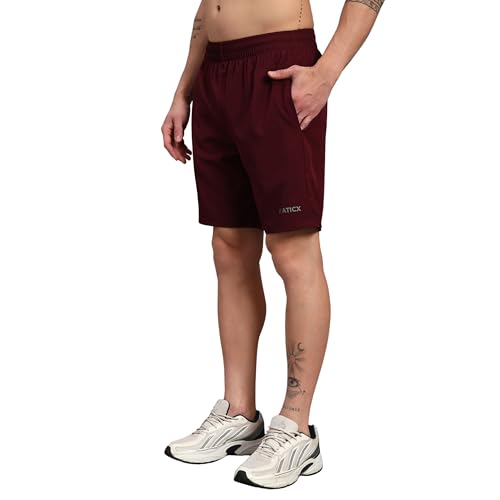 Image of ATICX Polyester Shorts for Men - Quick Dry Lightweight with Zipper Pockets - Gym, Running, Jogging, Training Half Pants for Basketball, Swimming, Badminton, Cycling, Football, Outdoor & Home Wear