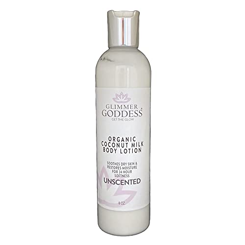 GLIMMER GODDESS Organic Coconut Milk Body Lotion for Women, Unscented, 8oz image 2