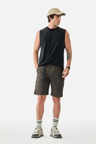 Image of SNITCH Men Casual Shorts | Regular Fit Mid Rise Solid Design | Lightweight 100% Nylon with Smooth Texture & Utility Pockets for Summer & Casual Wear