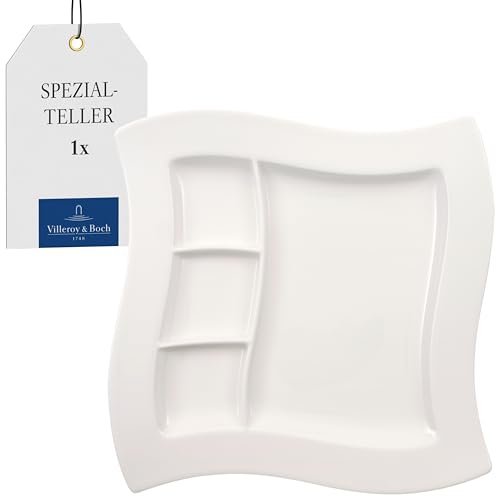 Villeroy & Boch - NewWave Spezialteller 27 cm Weiß, Spülmaschinenfest, Mikrowellensicher, Servierteller, Teller Weiß, Teller mit Unterteilung, Snackteller mit Fächern, Geschirr, Premium Porzellan