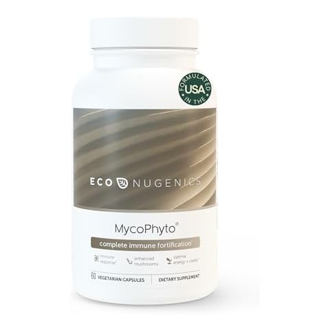 EcoNugenics MycoPhyto Complex: Mushroom Supplement for Intensive Immune Support – 60 Capsules – Includes Turkey Tail, Reishi, Cordyceps, Maitake & More – Energy, Gut Health & Nootropic Brain Support Cover