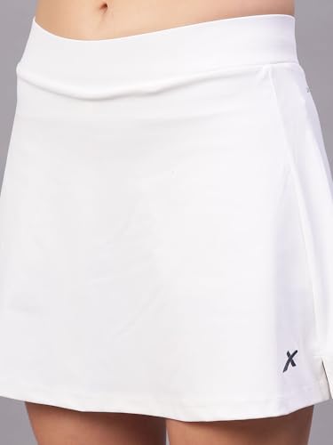 Image of Vector X Women Girl Solid A-line Stretchy High Waist Skirt /Pleated Skirt /Tennis Racket Skirt /Mini Flared Skater Skirt for Effortless Athletic Style (White)