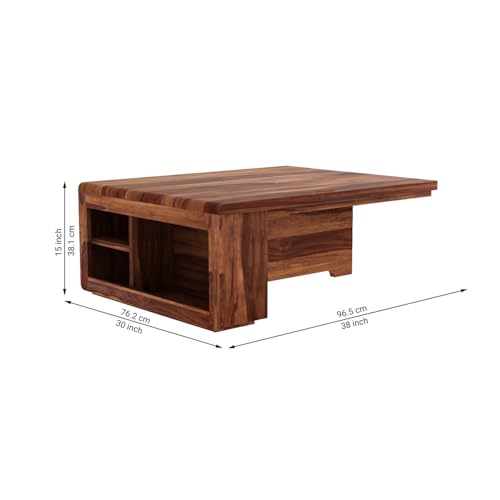 Image of Wakefit Macron Sheesham Wood Coffee Table - Natural Finish