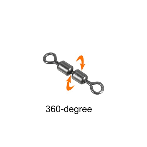 PATIKIL High Speed 2 Roller Swivel, 20Pcs 26lb Copper Barrel Bead Chain Rolling for Saltwater Freshwater Fishing Black - Image 4
