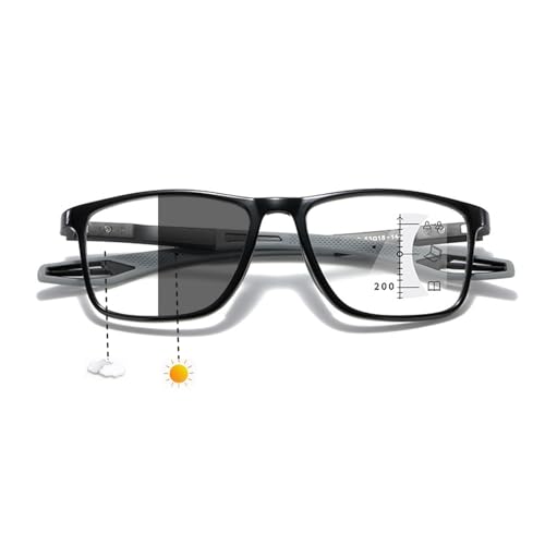 Gafas de lectura con filtro de luz azul para hombre y mujer, Gafas de Presbicia multifocales progresivas(Black/Grey,1.0 x)