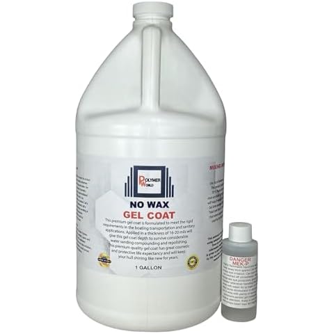 Polymer World 1 Gallon White Gelcoat NO Wax - Isophthalic NPG Gel Coat, Fiberglass Marine Boat Repair Sealer & Restorer - Polyester Base, Coating Surface Protection - with Hardener Catalyst (1 GAL) Cover
