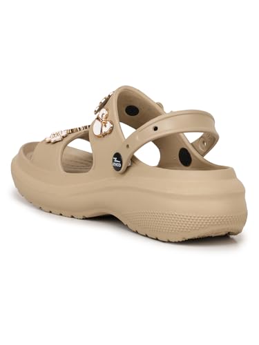 Image of ATHCO Soho Clogs Sandal for Women's|Girls|Dual-Color Soft EVA Cushioned With Massage Footbed|Easy Wear with Adjustable Back Strap|Lightweight Platform Heels|Flexible|Breathable|Extra Soft Comfortable Anti-Skid Casual Mule|All-Season|Summer|Monsoon|Rain|Winter|Waterproof|Casual Slip-On Sandal with Cute Charms & Chunky Design|Indoor & Outdoor Wear|Trendy|Fashionable|Stylish|Shoes