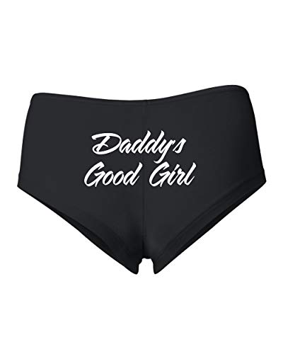 Daddy's Good Girl Sexy Naughty Slutty Women's Spandex Cotton Booty Short, Black, Large
