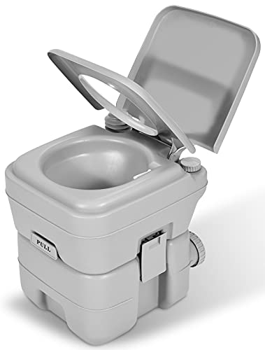 Image of YITAHOME Portable Toilet, Camping Toilet, Travel RV Toilet, 5.3 Gallon Detachable Waste Tank Portable Toilet for Camping, Hiking, Hunting, Boating, Gray