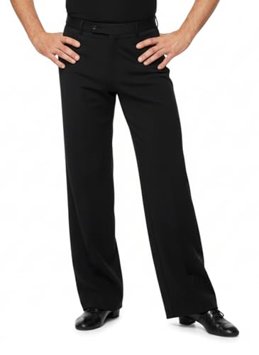 Ready4Dance Herren-Hose für Ballsaal, Standardtanz und lateinamerikanischen Tanz, 05 Schwarz,L