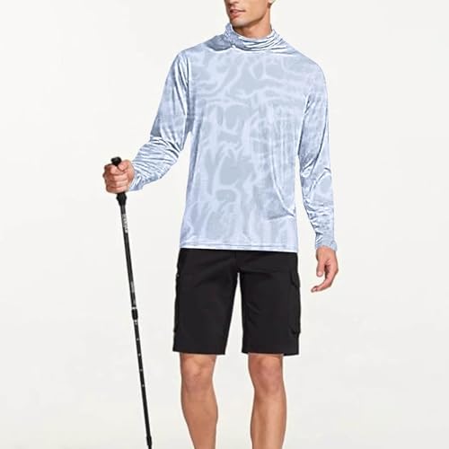 Men's UPF 50+ Fishing Hoodie Shirts SPF UV Sun Shirts with Gaiter Rash Guard Long Sleeve Outdoor Hiking Swim T-Shirts4