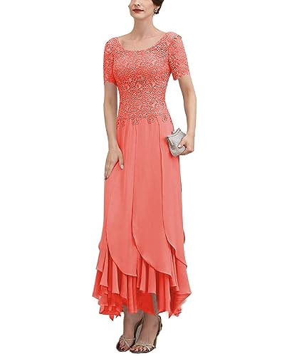 GARDOM Lace Mother of The Bride Dresses for Wedding Short Sleeves Evening Gowns Embroidery Formal Dresses for Women 2024