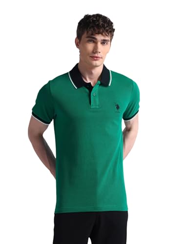 Image of U.S. Polo ASSN. Solid Slim Fit Polo T Shirts for Men - 100% Cotton, Half Sleeve Mens Tshirt