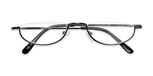 Readers.com Reading Glasses: The Lynwood Reader, Metal Round Style for Men and Women - Grey, 2.00