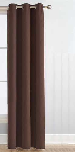 Image of 100% True Blackout Curtains 7 Feet, Set of 1 Panels | 300 GSM Heavy Room Darkening Polyester Cloth for Bedroom & Living Room | Thermal Insulated Heat & Noise Reducing (84x47 Inch, Brown) | 100% Room Darkening Thermal Insulated Heat & Noise Reducing Curtains 7 feet long