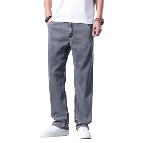 Men's Summer Baggy Jeans Lyocell Ultra Thin Pants Clothing Stretch Loose Straight Drape Denim Trousers