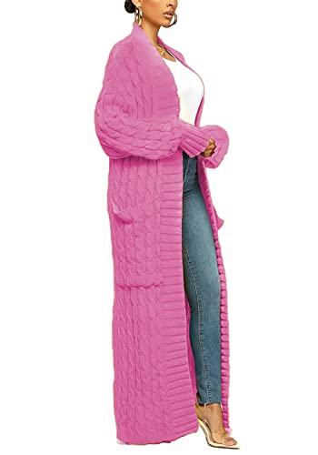 Image of Tcremisa Long Cable Knit Cardigans for Women Chunky Maxi Sweater Coat