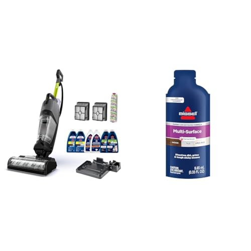 Image of BISSELL CrossWave HydroSteam Deluxe Wet Dry Vac, Multi-Purpose Vacuum, Wash, and Steam, Formula Included, Green, 3515G + Bissell Multi Surface Super Concentrate, 14 0.33 Oz packets included, 4144