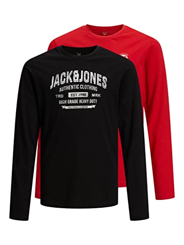 JACK&JONES JUNIOR Garçon Jjejeans Thé Noos 22/23 2 Pk Mp Jnr Manches longues, True Red/Black, 164 EU Cover