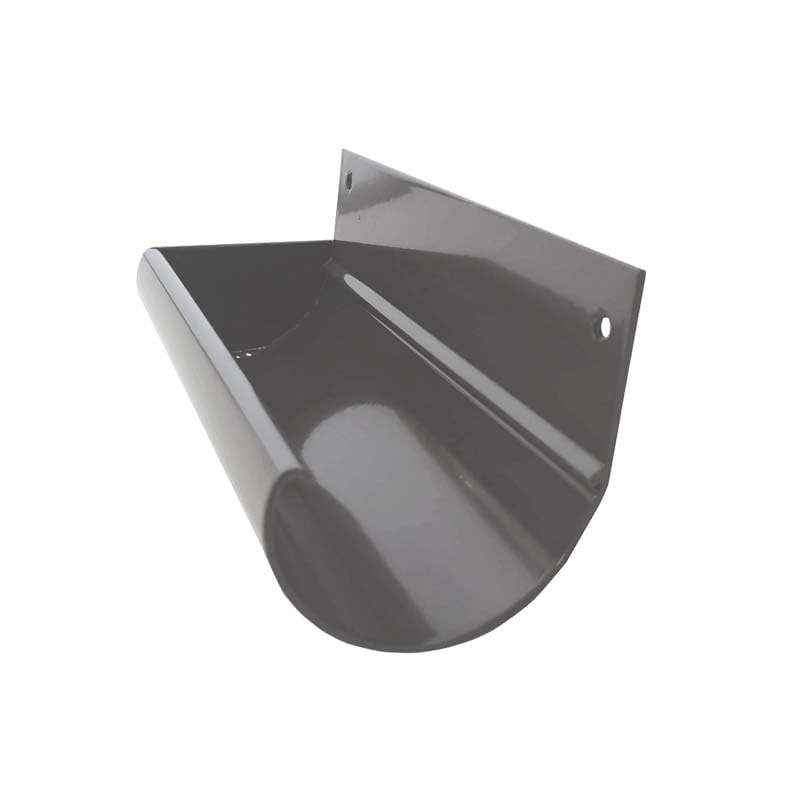 Renoplast® R50 Aluminium Rinnenböden Rinnenenden Links + Rechts | Grau | Dachrinnen Regenrinne Dachentwässerung Blechkantprofile | Gartenhaus Carport Terrasse Balkon-Steckrinne | Rinne für Dach