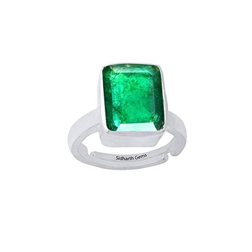 Bague panna réglable en argent sterling avec émeraude naturelle de 7 carats pour homme et femme