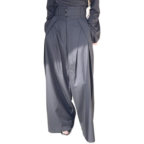 Women's High Waisted Wide Leg Pants Loose Fit Long Trousers Zipper Fly Business Pants Pockets Palazzo Suit Pants