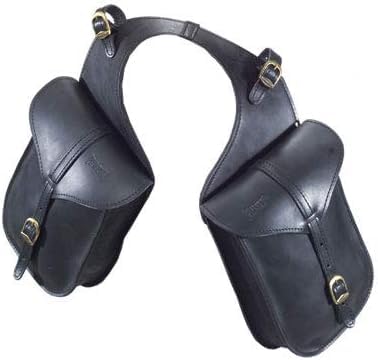 PIONEER Bolsas de Silla de Cuero para Caballos - Ideales para Equitación, Trekking y Paseos a Caballo - Diseño Frontal - Duraderas y Cómodas - Negro