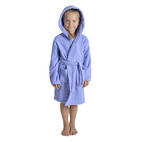 Generic Kids Unisex Childrens Bathrobe Lilac Solid 100% Cotton Terry Towel Soft Towelling 7-13 Years2