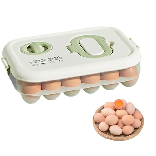 Shwdsy Material PP Hueveras para Frigorifico, con Temporizador Huevera, 24 Compartimentos Huevera Nevera, con Tapa, Apta para la Nevera de la Cocina, la Mesa del Comedor y los Armarios
