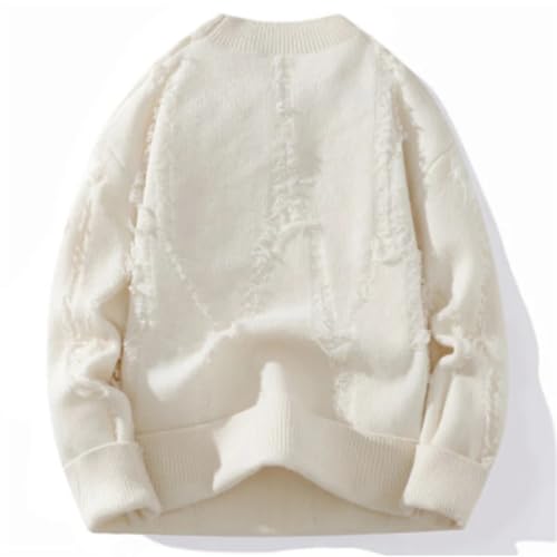 Men’s Autumn Winter Crewneck Sweater Pullover Loose Fit Fringe Casual Long Sleeve Knit Pajamas Top4