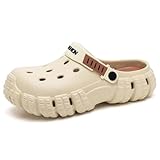 [Cosea] クロッグサンダル メンズ 厚底 サンダル メンズ レディース 外履き 軽量 スリッパ サボサンダル クロックバンド スリッポン 洞洞鞋 ビーチ カジュアル 水陸両用 滑らない 軽量 通気性 (23.5 cm,ベージュ/ブラウン)