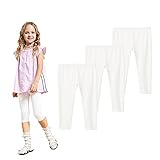 TEGEEK Toddler/Little Girls Basic Capri Leggings(3pack-White-6T)
