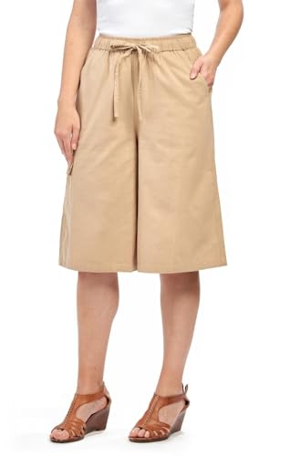 Women's 100% Calcutta Cotton Split Skirt-Culottes with 4 Pockets,All Round Elastic Waistband and Drawstring4