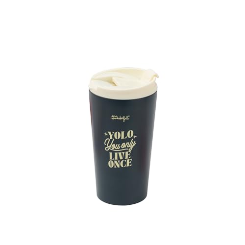 Mr.Wonderful - Taza take away térmica - You only live once - Taza de Acero Inoxidable Doble Pared - Mantiene Calor y Frío - 370 ml